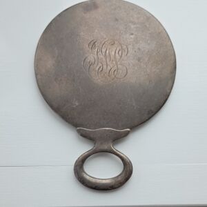 Vintage Sterling Silver Hand Mirror Monogrammed Antique Vanity Mirror Art Deco